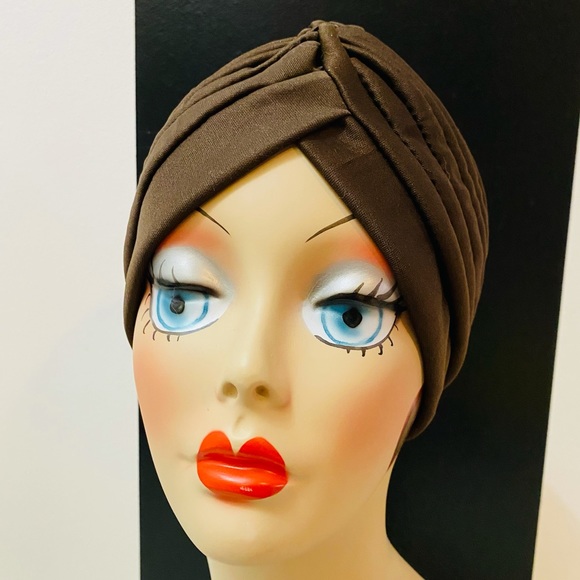 COPY - Stunning Tobacco brown vintage style retro pinup turban - Picture 2 of 4